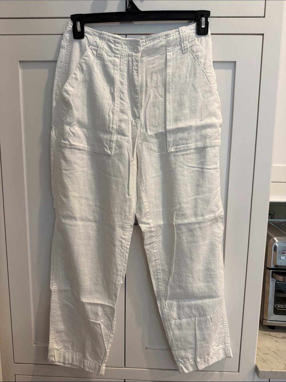 J. Crew White Cropped Linen-Blend Utility Pants. Size 4